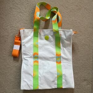 Drunk Elephant Large Tote Shopper Bag  White Green